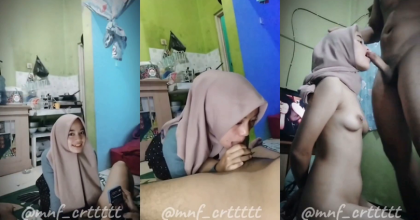 Dedek Jilbab Mukanya Imut Ngentot Sambil Nonton Bokep Di TV